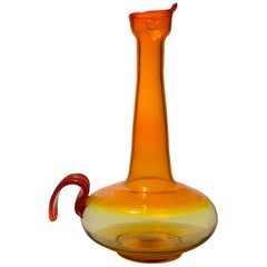 Rare Blenko 5410 Bird or Rooster Vase by Wayne Husted in Tangerine