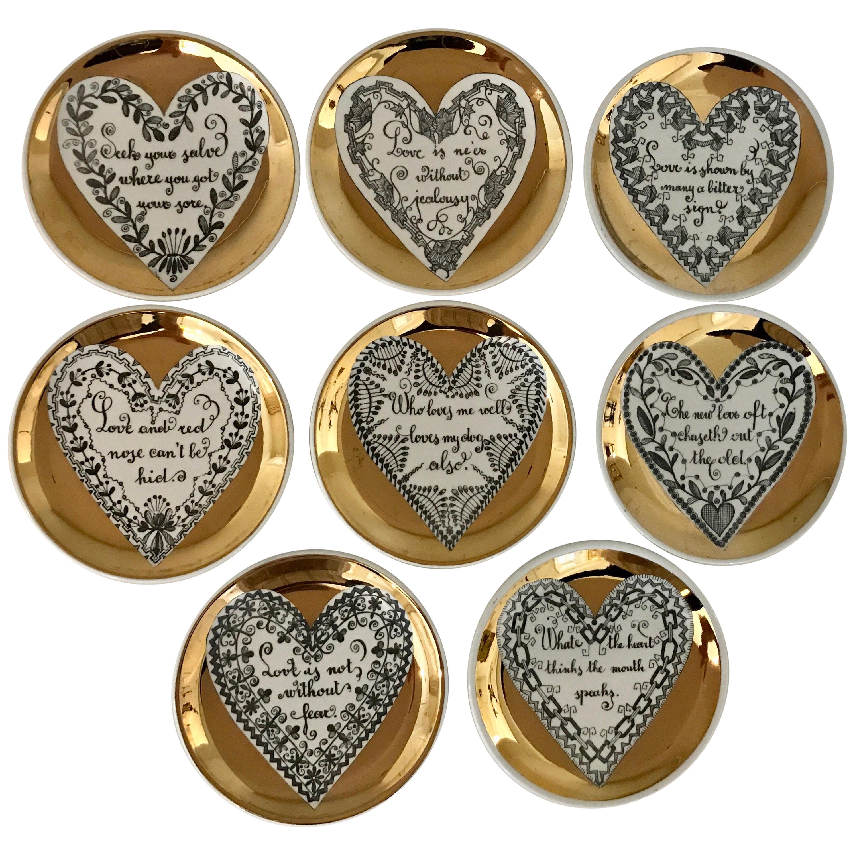 Set of Eight LOVE Fornasetti Coasters