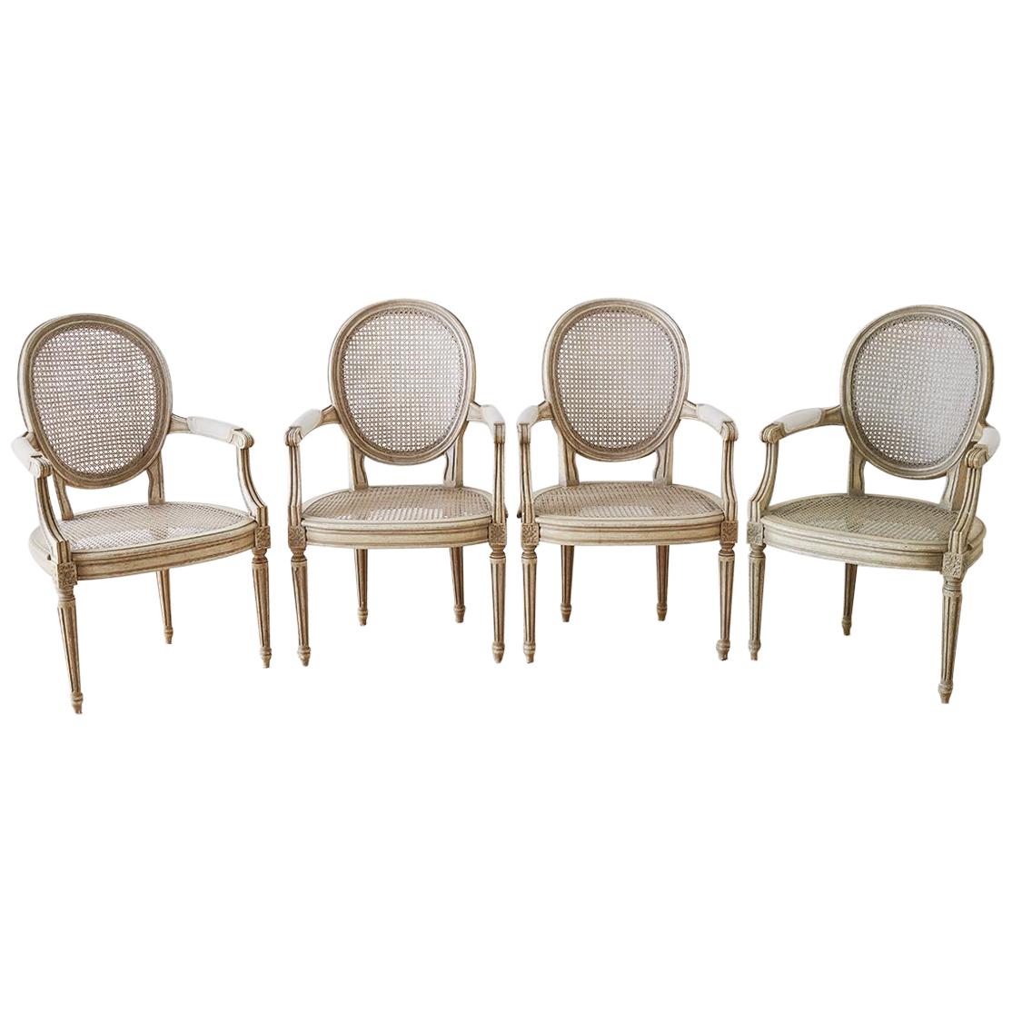 Set of Four Louis XVI Gustavian Style Dining Chairs
