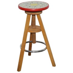 Adjustable Stool from Finland with Mosaic Tile Seat by Designer Martin Cheek