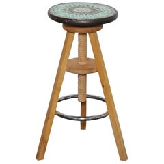 Adjustable Stool from Finland with Mosaic Tile Seat by Designer Martin Cheek