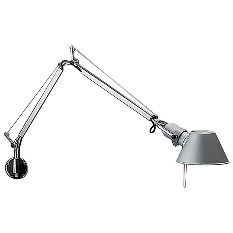 Artemide Tolomeo Micro Wall Light with J Bracket in Aluminum For Sale