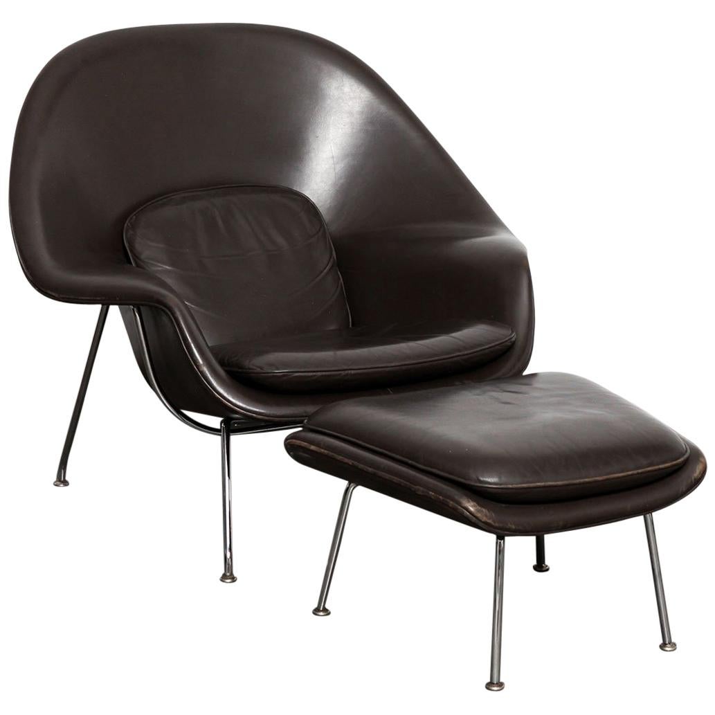 Original Leather 'Womb' Chair by Eero Saarinen for Knoll