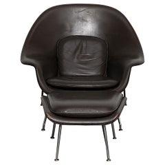 Original Leather 'Womb' Chair by Eero Saarinen for Knoll