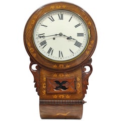 Antique Late 19th Century Victorian Inlaid American Wall Clock by New Haven Restored