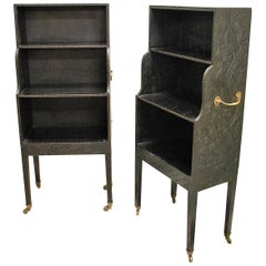 Antique Pair of Ebonized Waterfall Bookcases