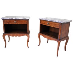 Pair of French Tulipwood Bedside Cabinets or Nightstands