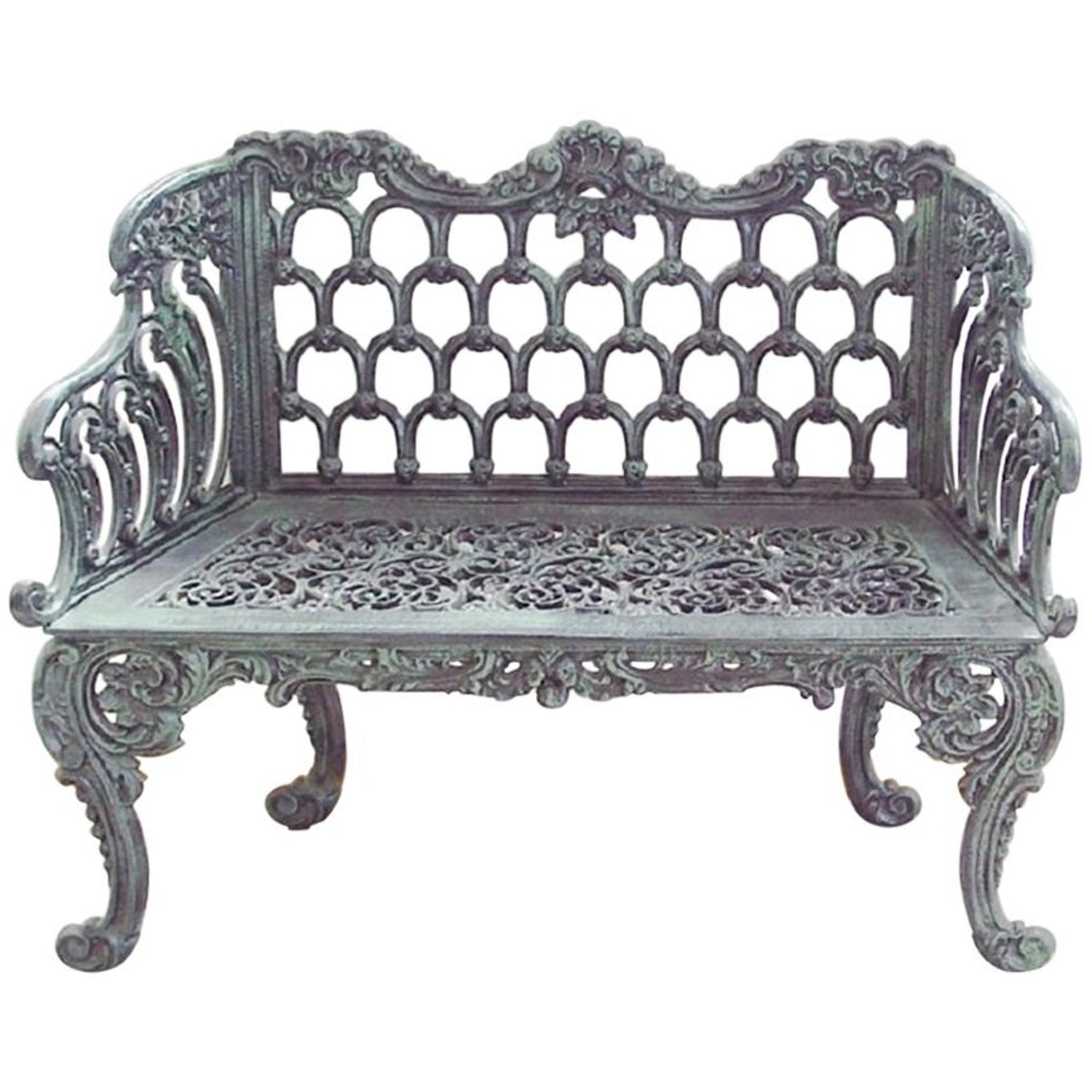 New Green Cast Aluminum Two Seats Garden Or Park Bench For Sale At