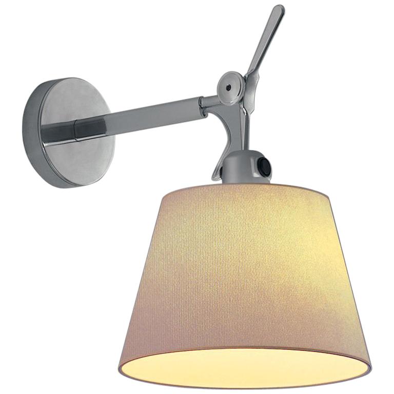 Artemide Tolomeo Standard Wall Light with Round Parchment Shade For Sale