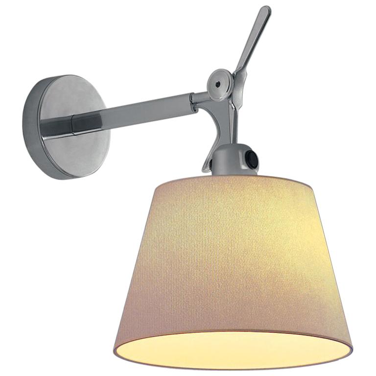 Artemide Tolomeo Large Wall Light with Round Parchment Shade For Sale