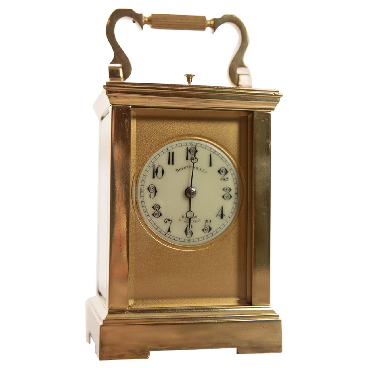 Fine French 19th Century 8 Day Striking Brass Cased Carriage Clock For Sale