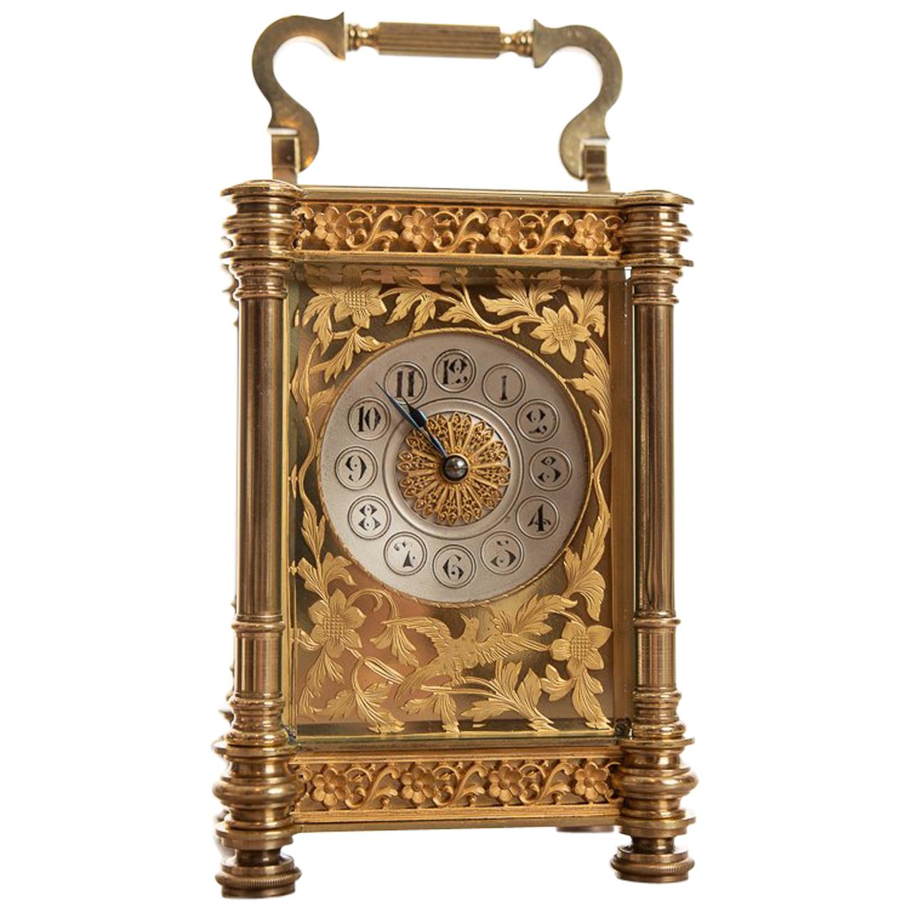 Fine French Late 19th Century 8 Day Striking Brass Cased Carriage Clock For Sale