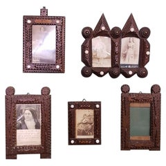 Set of 5 Early 20th Century Tramp Art Picture Frames