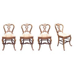 Mid-18th Century Set of Four Italian Upholstered Giltwood Chairs