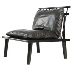 Matunuck Windsor Chair in Ebony Stain on Maple Wood with Charcoal Leather