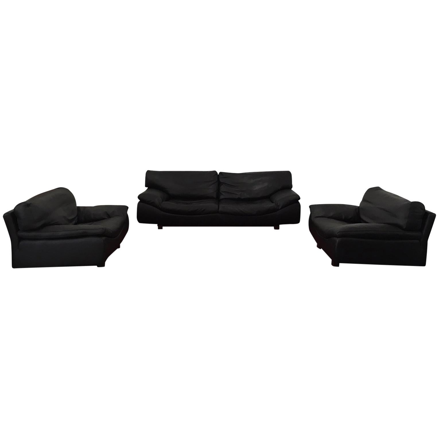 Black Leather Postmodern, Roche Bobois Sofa Set, Living Room Set FINAL SALE!