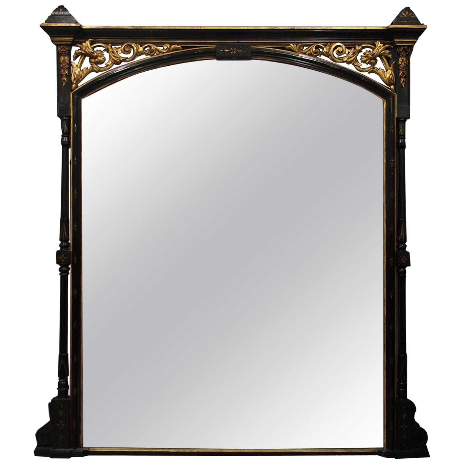 Aesthetic Movement Style Ebonized Overmantel Mirror For Sale