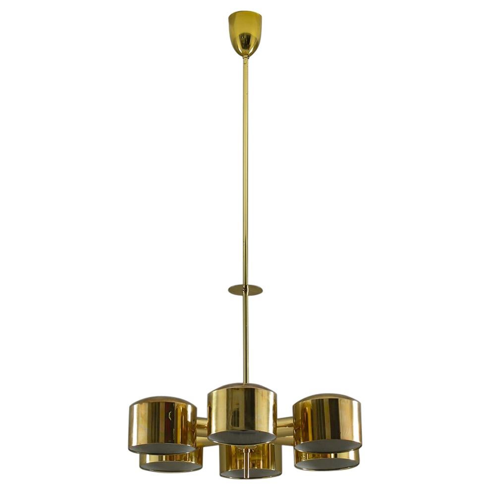 Midcentury Swedish Chandelier in Brass by Hans-Agne Jakobsson