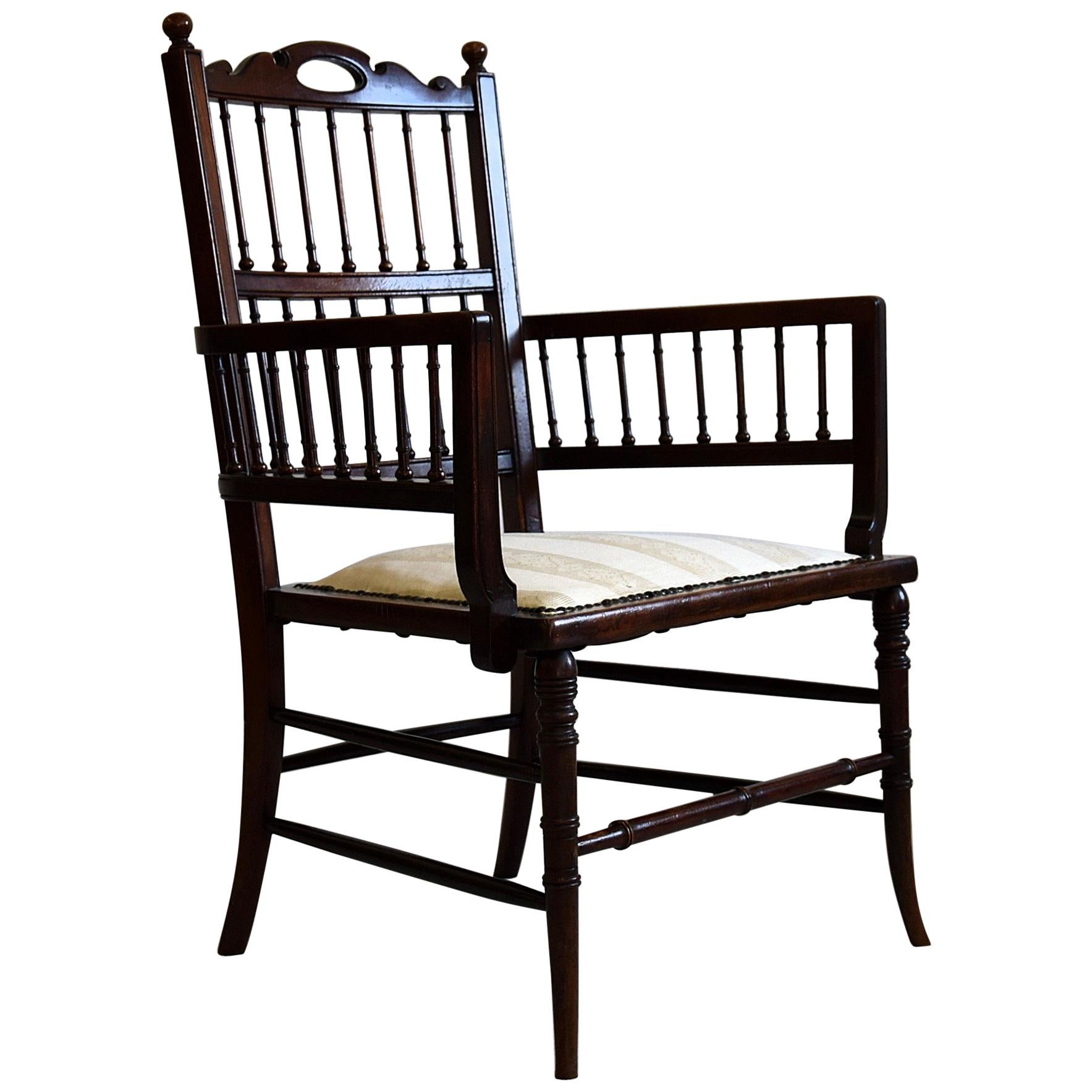 Ebonisierter Sussex-Sessel aus dem 19. Jahrhundert, Art & Craft