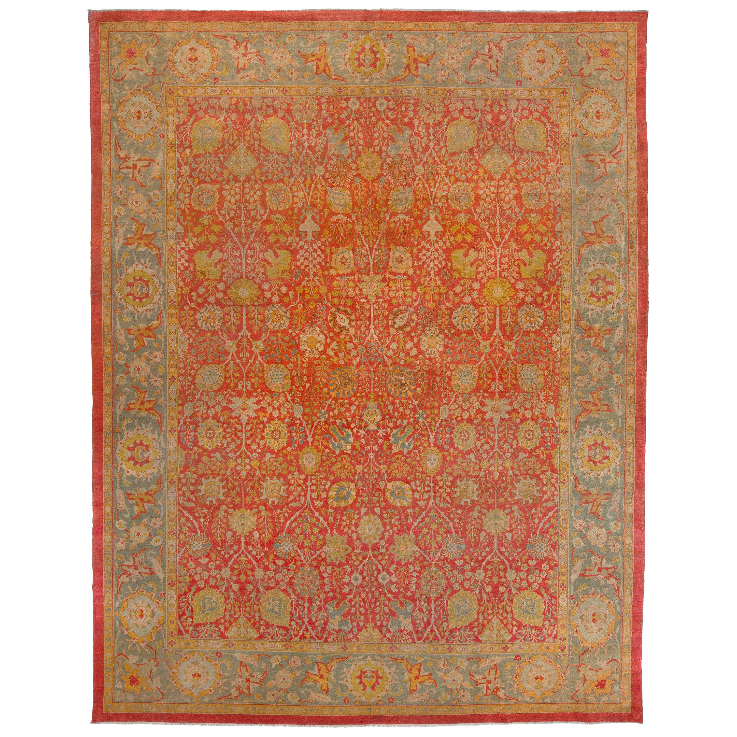 Superfine Antique Indian Agra Rug For Sale