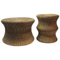 Set of Two Eero Aarnio Wicker Juttu Stools