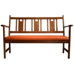 Yngve Ekström  Orange and Brown Pine Two-Seat Bench