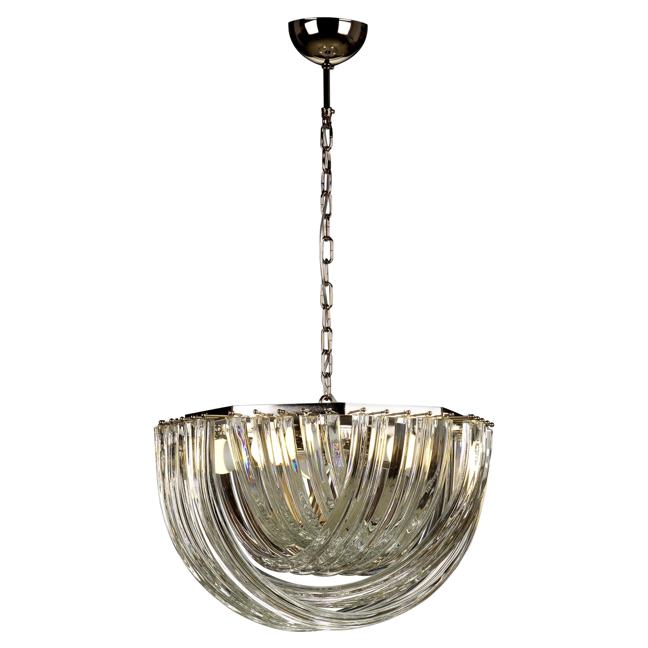 Alberto Donà Mid-Century Modern Crystal Curvati Murano Glass Chandelier, 1990s For Sale