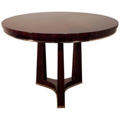 French Art Deco Centre Table with Macassar Ebony Veneer and Bronze Metal Parts