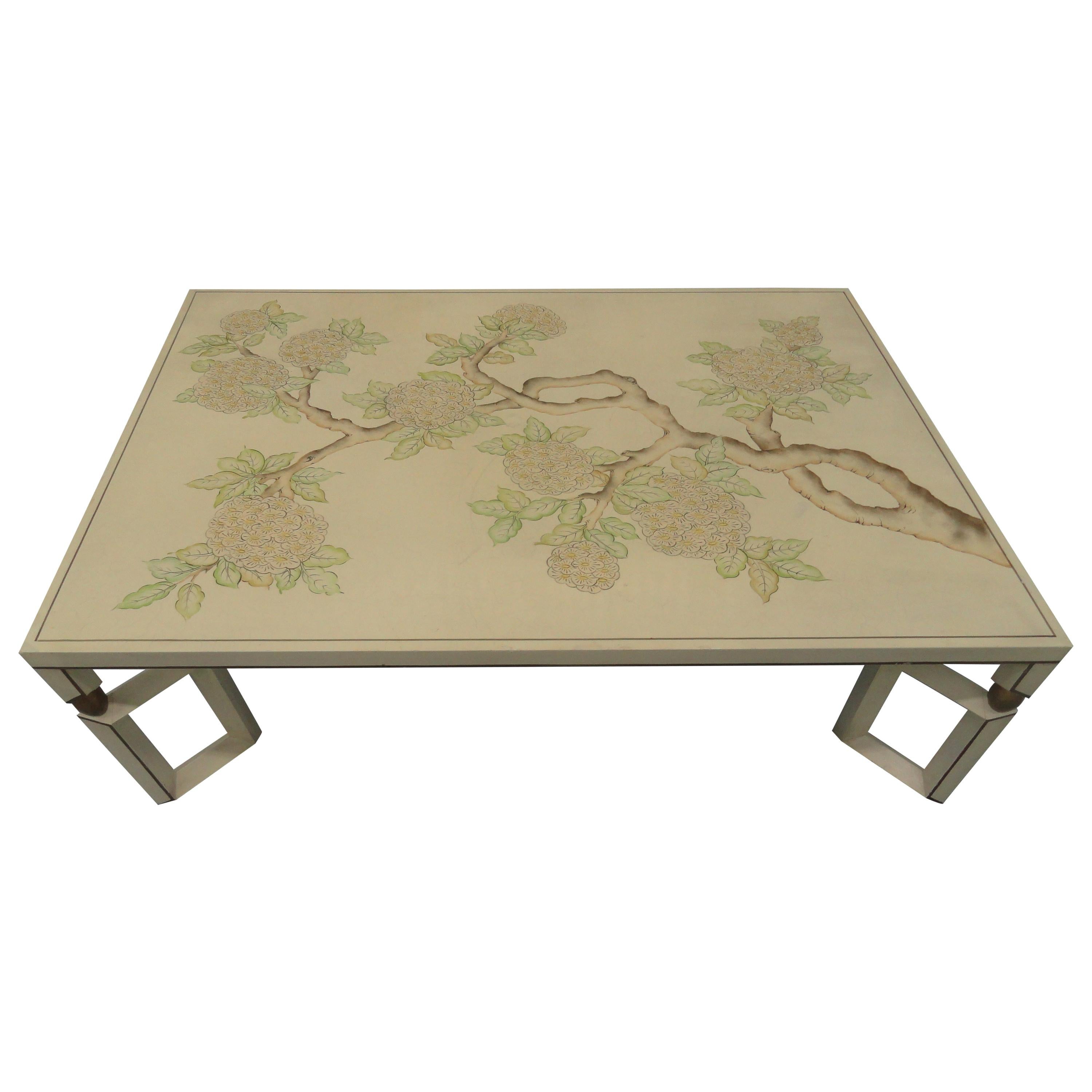Midcentury Lacquered Chinoiserie Style Coffee Table For Sale