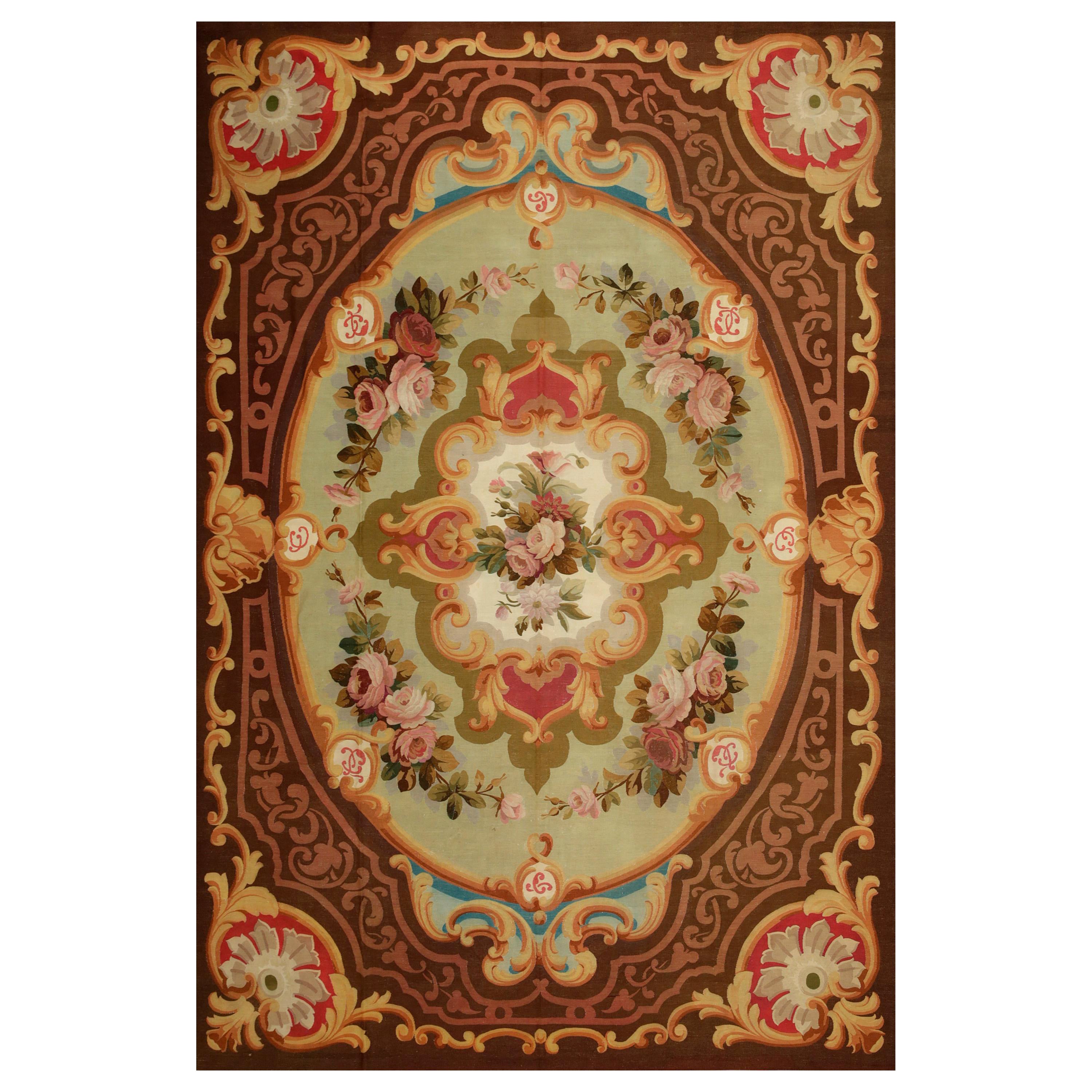 Eleganter Aubusson-Teppich des 19. Jahrhunderts, Blumen, Louis-Philippe-Periode