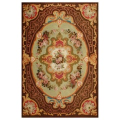 Élégant tapis d'Aubusson du 19ème siècle, fleurs, période Louis Philippe