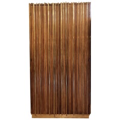 Late 20th Century Italian Wood & Brass Breadsticks Cabinet with Two Hinged Doors