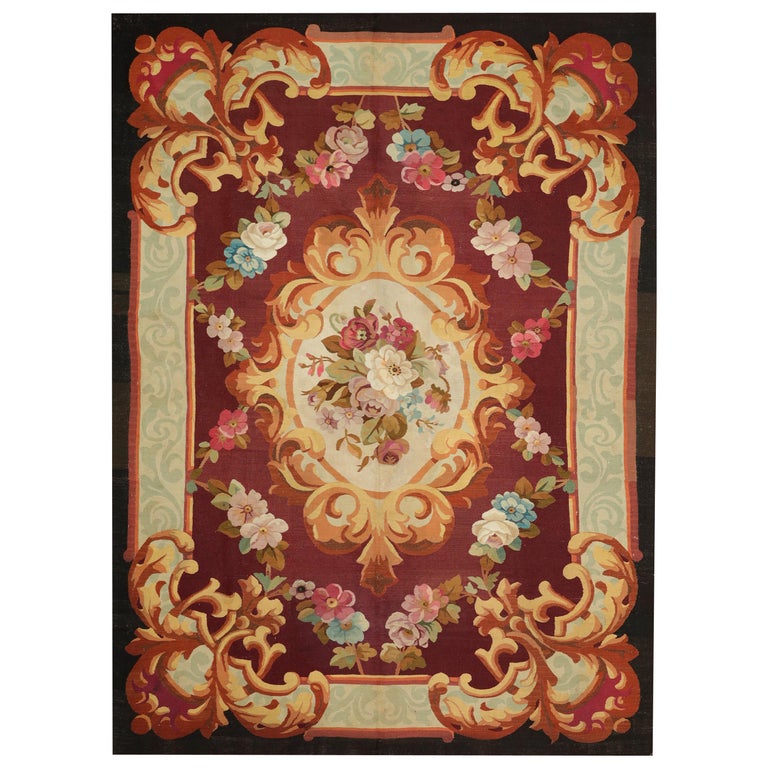 Mid19th Century Handwoven Antique Aubusson Rug For Sale at 1stdibs