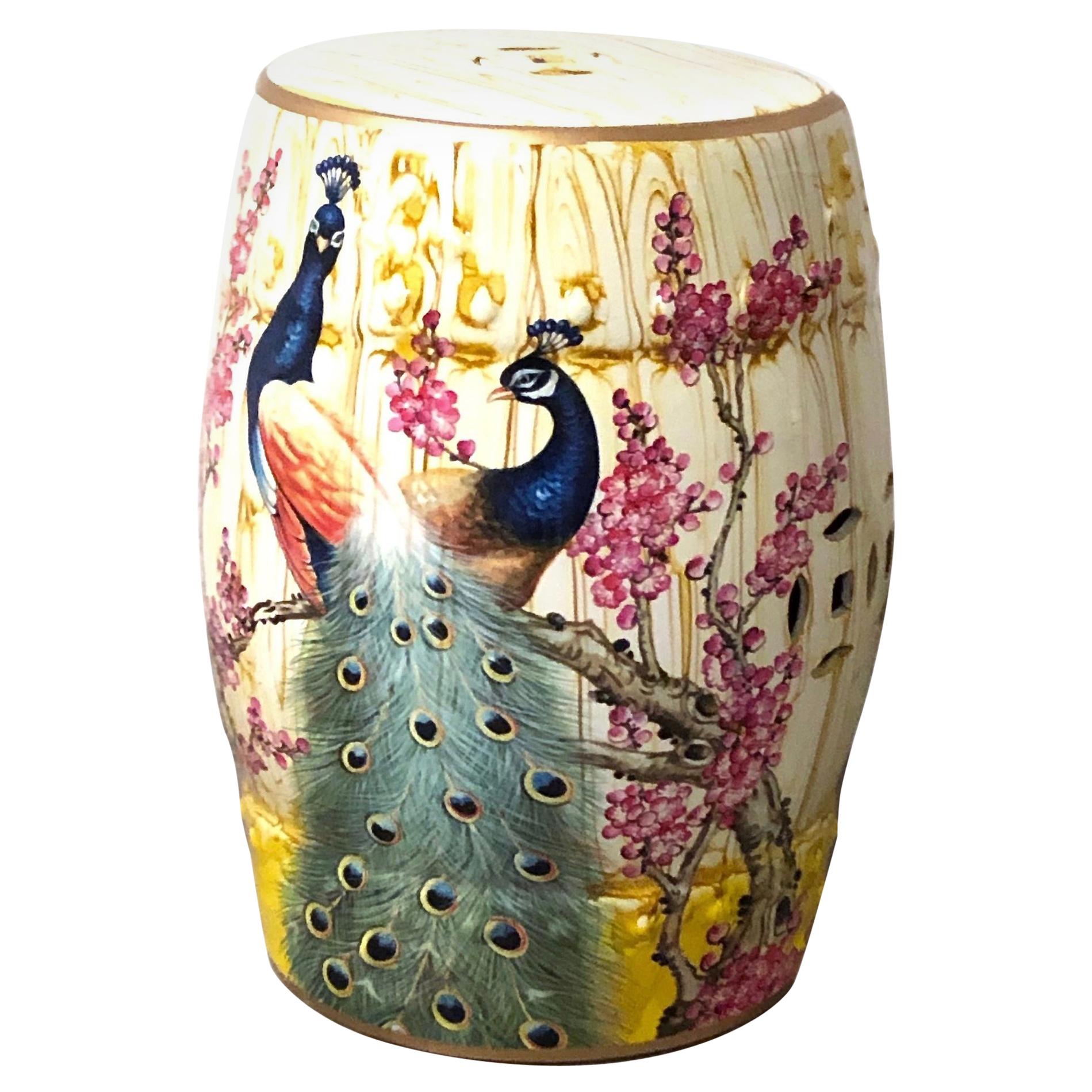 Mid-20th Century Chinese Export Hand-Painted Garden Stool Flower Pot Seat