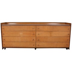 20th Century Modern Design Walnut and Leather Drawer Cabinet