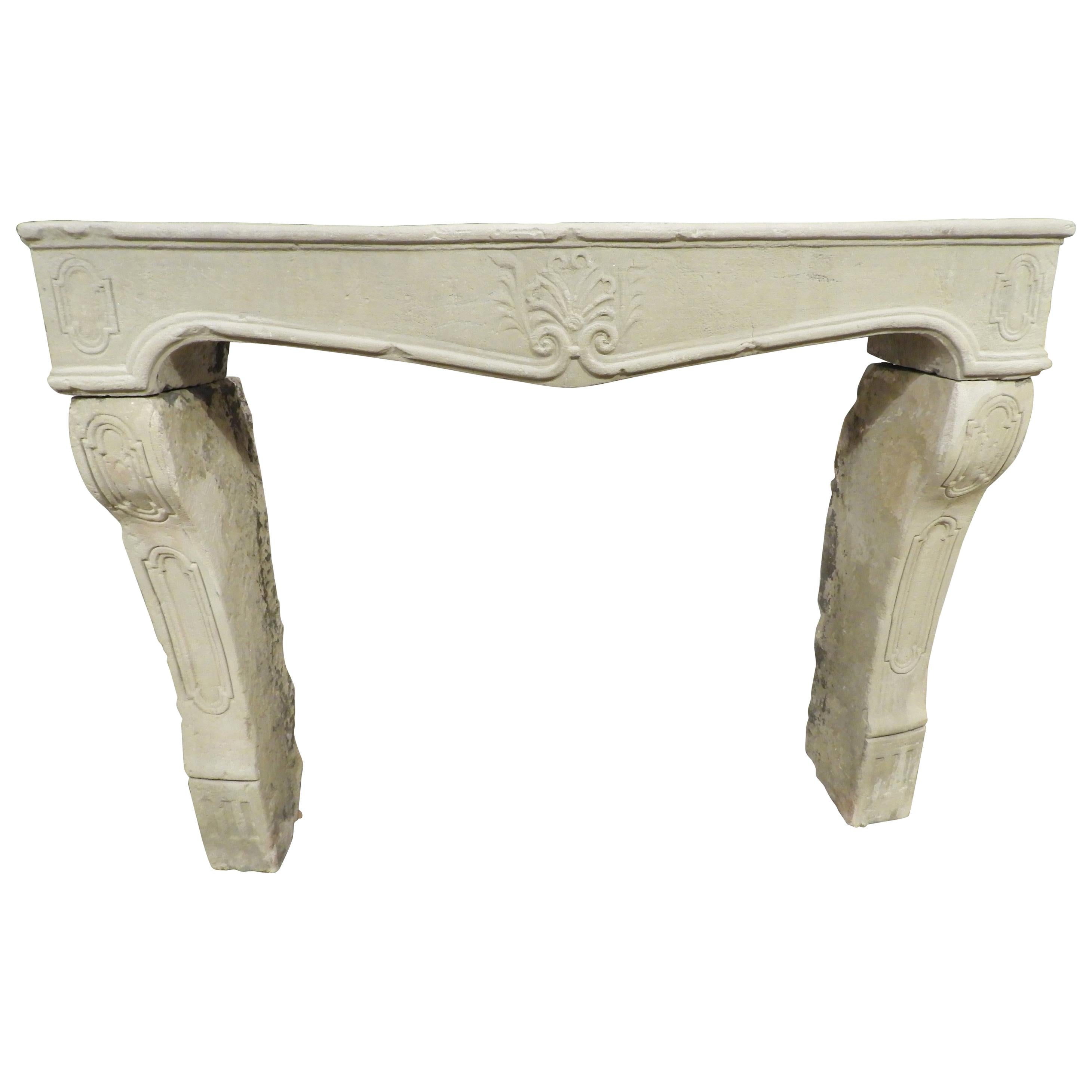 18th Century Louis XV Sandstone Fireplace For Sale
