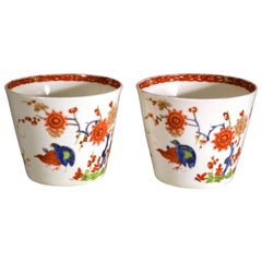 Antique First Period Porcelain Beakers with Kakiemon Double Quail Design, circa 1770