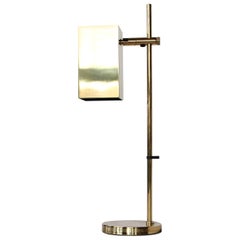 Midcentury Cube Brass Desk or Table Lamp by Koch & Lowy