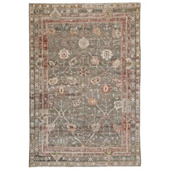 Olive Green and Beige Contemporary Handmade Wool Turkish Oushak Rug 9′3″ x 12′5″