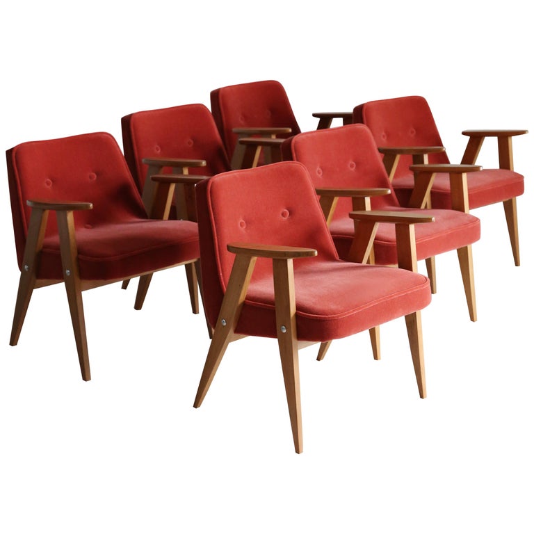 Set of Six 366 Armchair, Jozef Chierowski, 1960s For Sale at 1stDibs