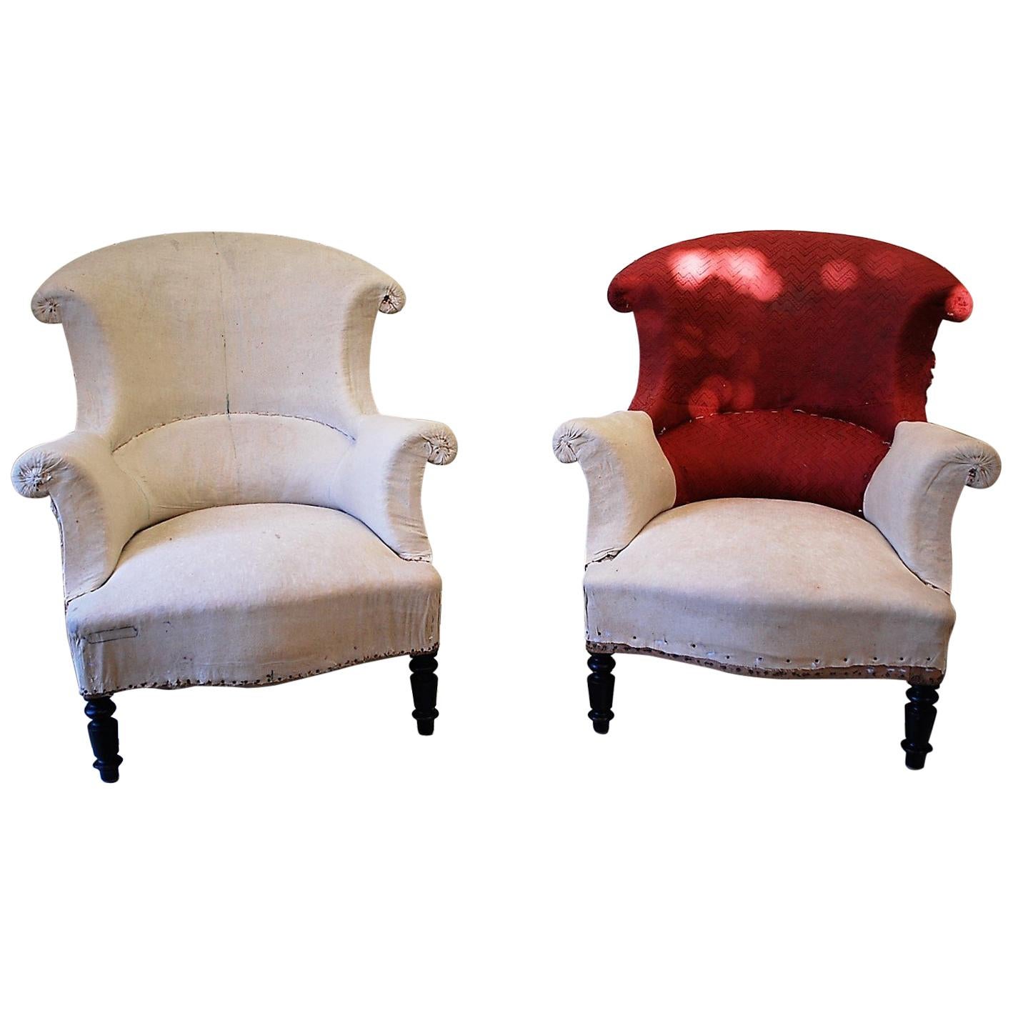 Pair of Upholstered Fauteuil Armchairs/Tub Chairs, circa 1860