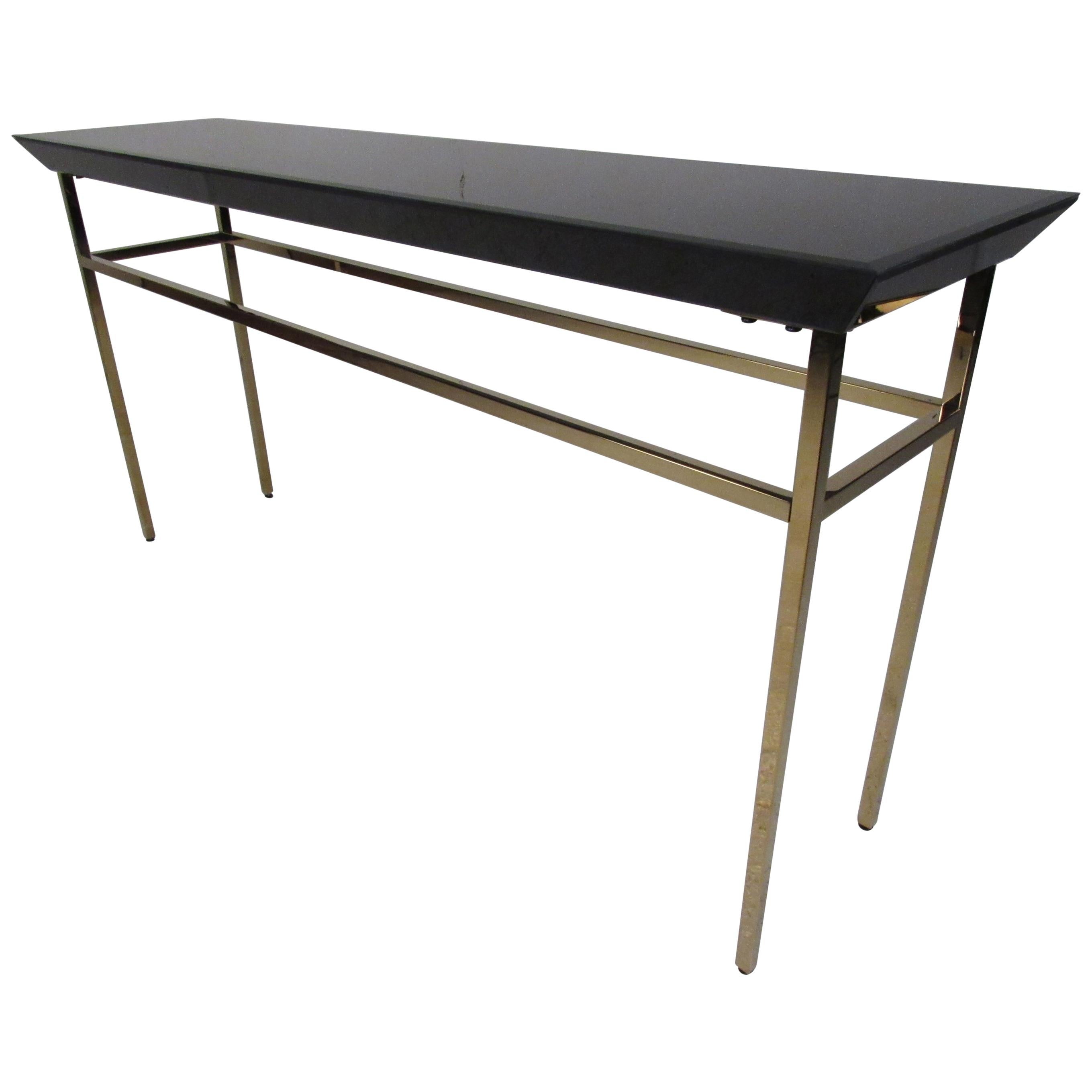 Contemporary Modern Black Glass Console Table