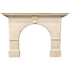 19th Century Mid-Victorian Statuary Marble Arch Fireplace Surround