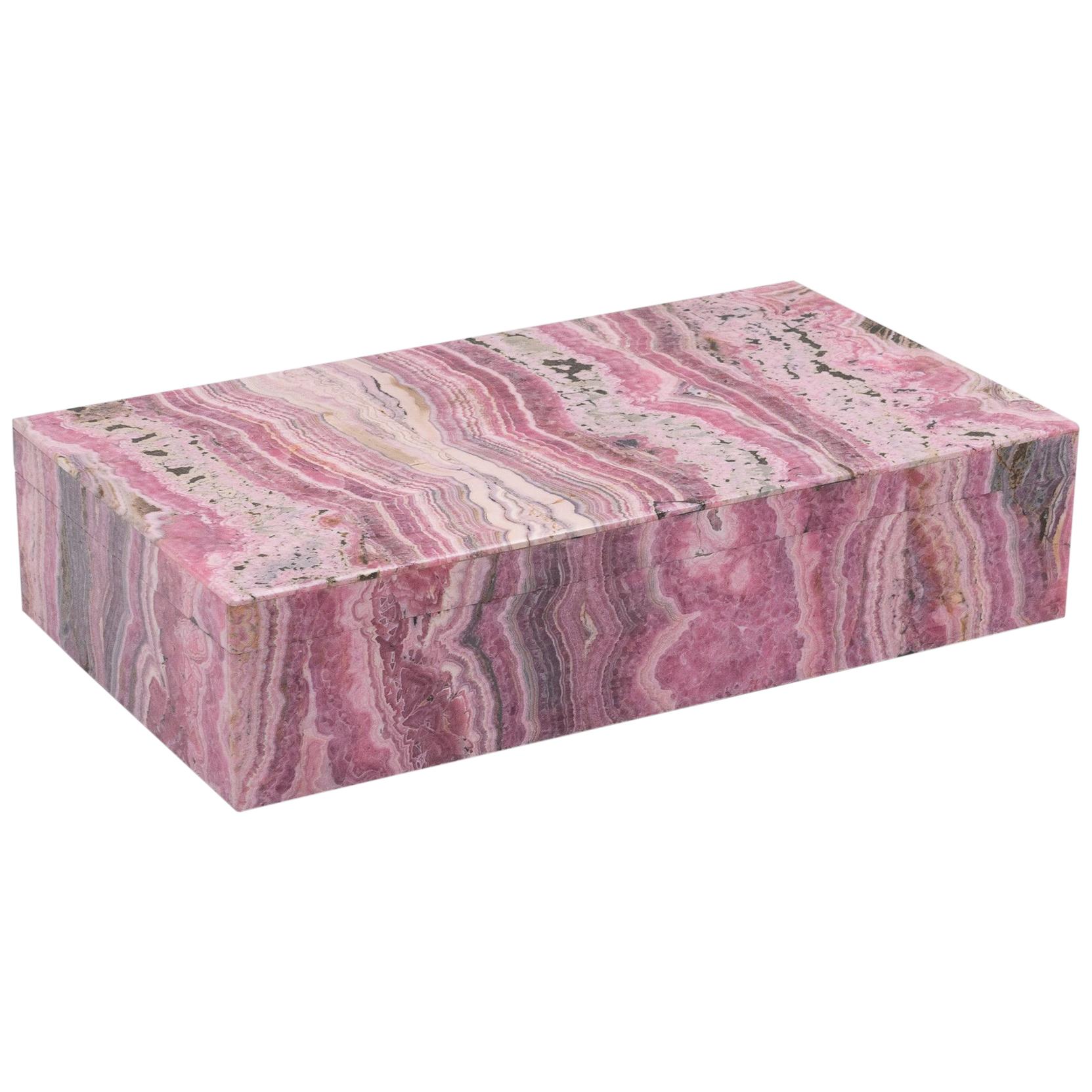Large Handcrafted Rhodochrosite Hinged Box