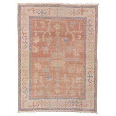 Vintage Turkish Oushak Rug, Pastel Colors