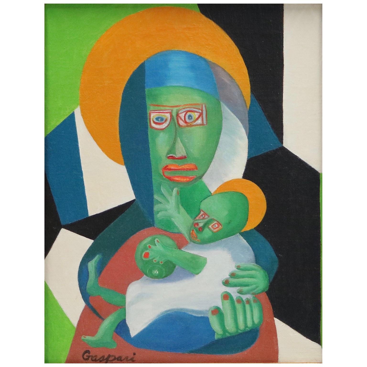 Cubist Oil Painting of the Madonna