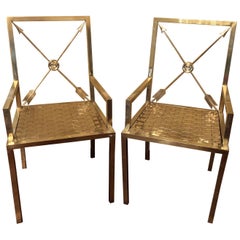 Glimmering Show Stealer Heavy Brass Neoclassical Armchairs by Mastercraft