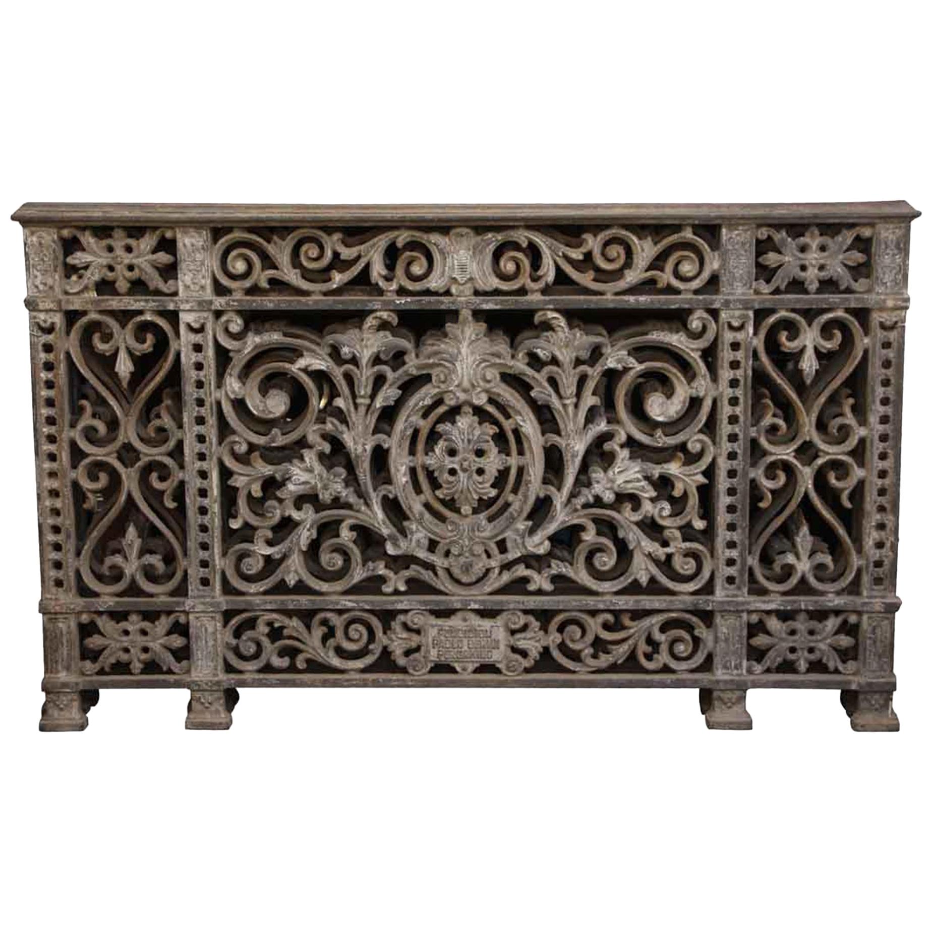 1910s Heavily Cast Decorative Floral Motif Iron Balcony Railing from Argentina