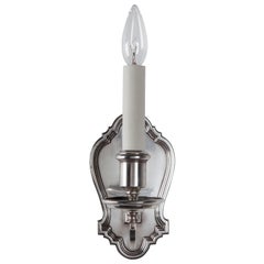 One Arm Silver Plate Shield Form Sconces by E. F. Caldwell, Circa 1920