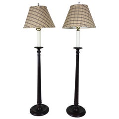 Pair of Tall Wood Turned Table Lamps